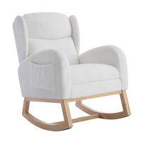 SCHAUKELSTUHL Teddy-Stoff mit ausziehbarer Fußstütze und Tasche 122.5/70/104 cm Weiß - Weiß, Textil (70/104/122.5cm) - Redom