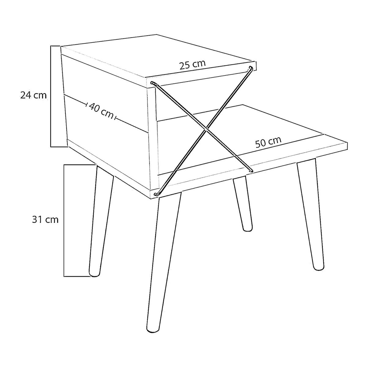 BEISTELLTISCH Bergen - Dunkelbraun/Braun, Holzwerkstoff/Buchenholz (50/40/55cm) - [en.casa]