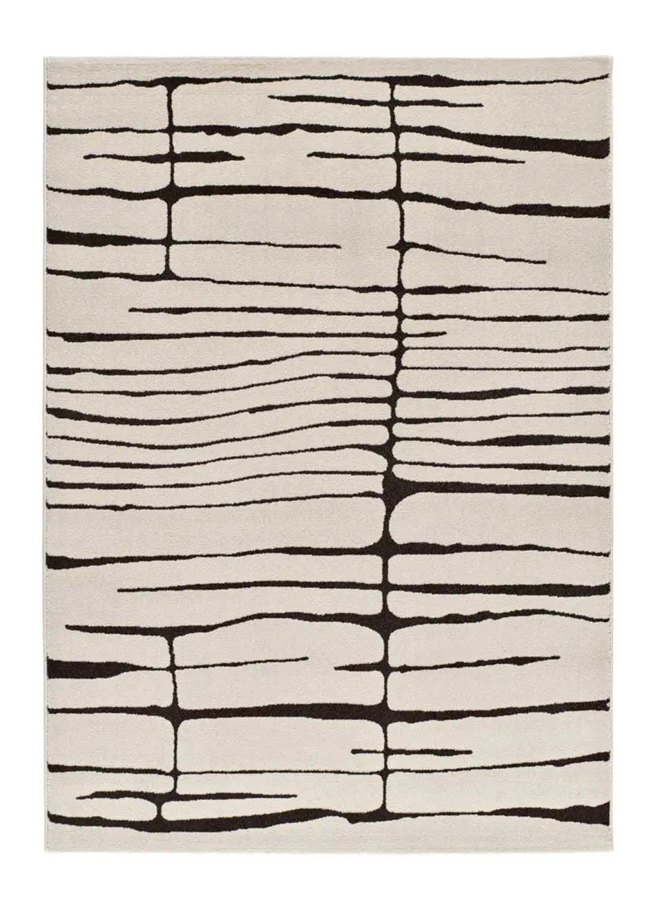 KURZFLORTEPPICH Weiß / Schwarz Retro 160/230 cm - Schwarz/Weiß, Naturmaterialien/Textil (160/230cm) - Atticgo