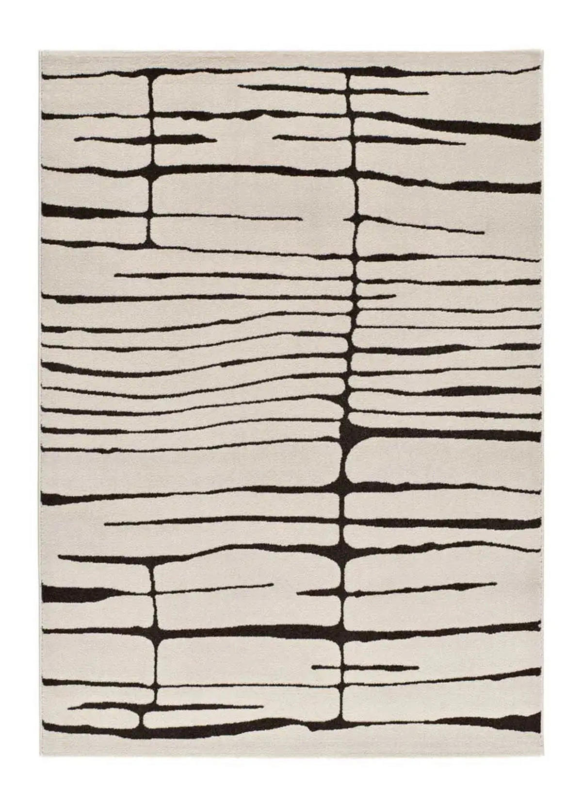 KURZFLORTEPPICH Weiß / Schwarz Retro 160/230 cm - Schwarz/Weiß, Naturmaterialien/Textil (160/230cm) - Atticgo