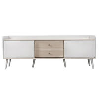 TV ormarić 160/40/58 cm bijeli od iverice s kliznim vratima i 2 ladice - bijela, drvni materijal (160/58/40cm) - OKWISH