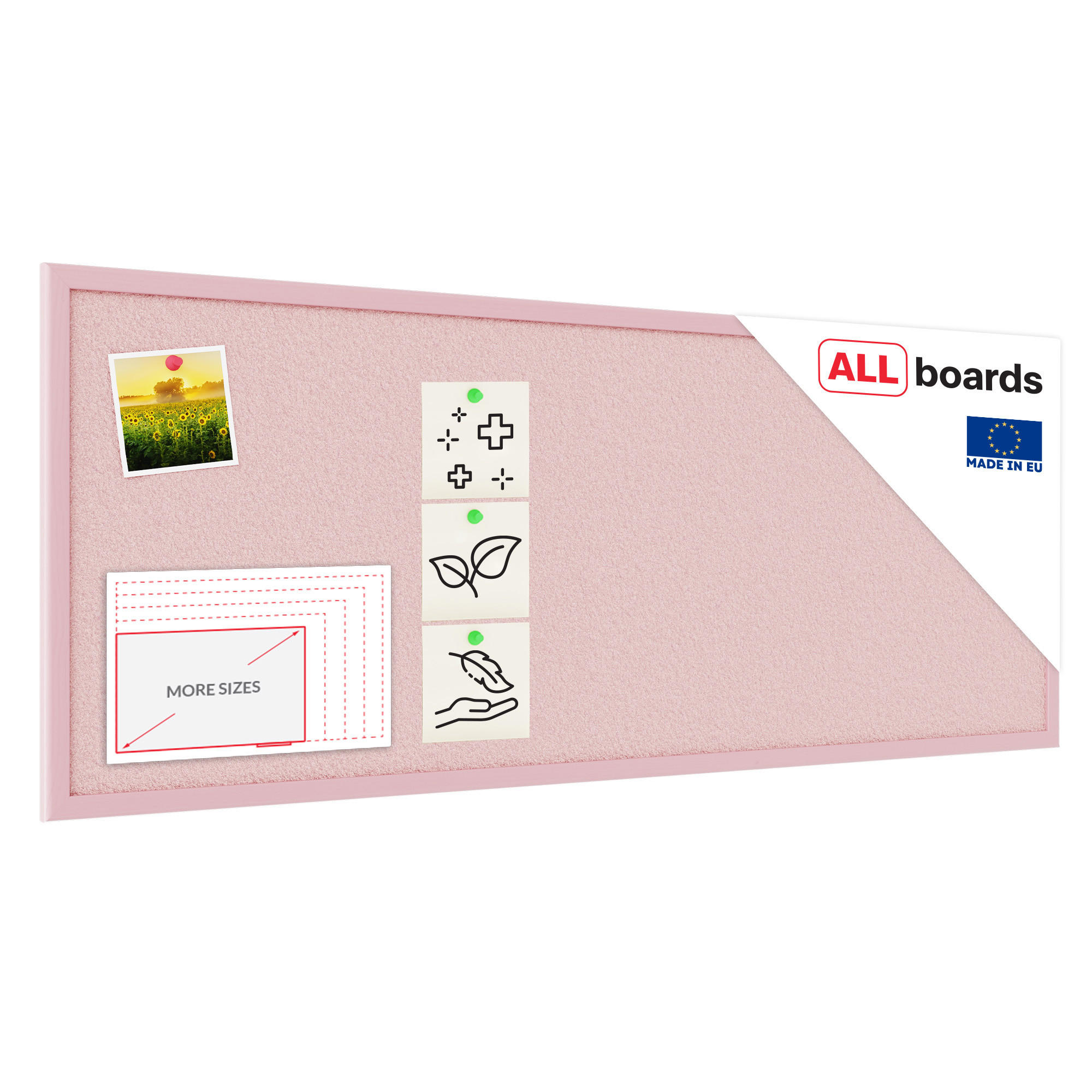 PINNWAND, Korktafel in Pink, 100x40 cm, Holzrahmen - Pink lackiert - Pink, Holz (100/40/1.5cm) - ALLboards