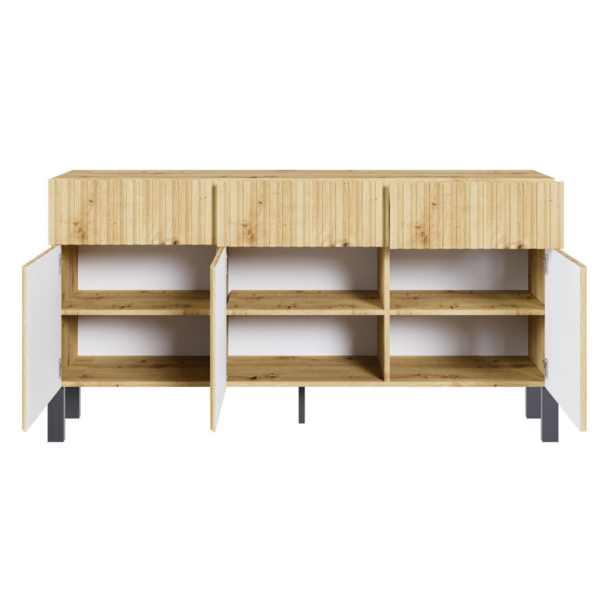 SIDEBOARD Telire 3-türig Artisan Eiche-Optik, 154 cm - Eichefarben/Beige, Holzwerkstoff/Metall (154/80.4/34cm) - Selsey