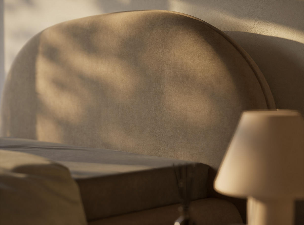 POLSTERBETT Koji Beige 140/200 cm im Chenille-Stoff - Beige/Schwarz, Holz/Holzwerkstoff (140/200cm) - Maison de Reve