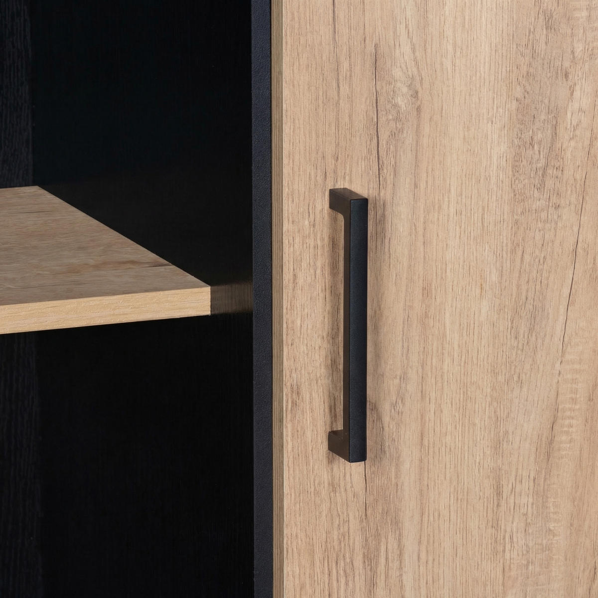 HIGHBOARD mit schwarzem Rahmen Holzoptik 80×40×180 cm aus MDF - Schwarz, Holzwerkstoff (80/180/40cm) - Luhomfu