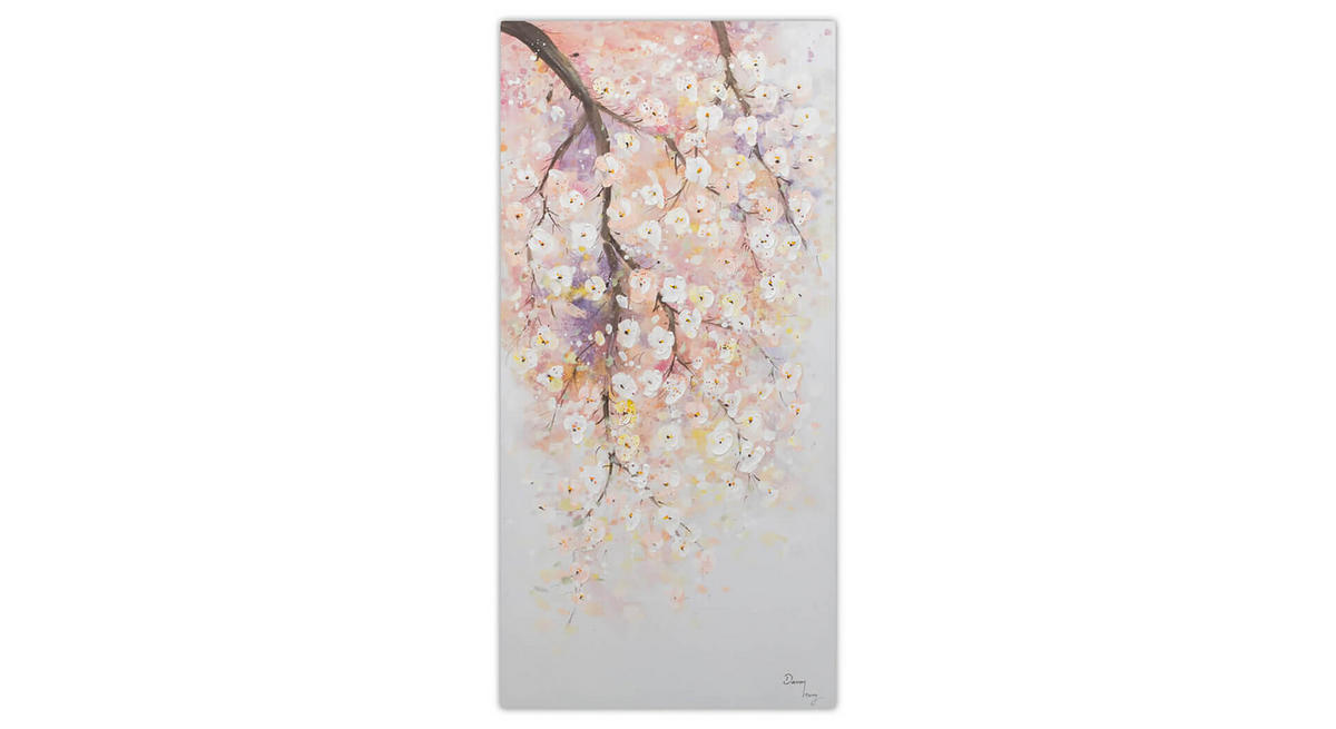 ACRYLBILD HANDGEMALT 60/120 cm - Pink/Weiß, Holz/Textil (1.74/120cm) - KUNSTLOFT
