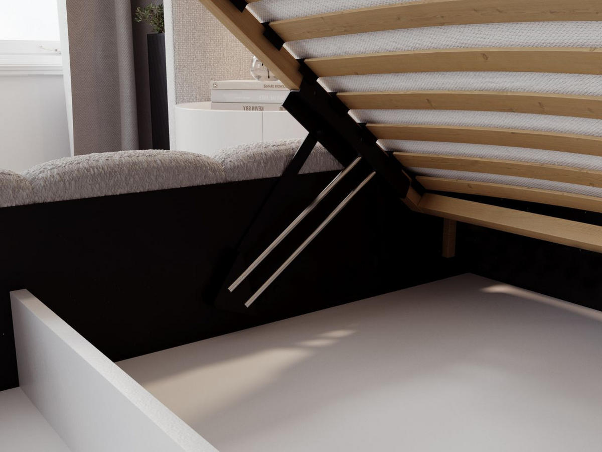 POLSTERBETT Modo 180x200 Bouclé-Stoff Grau - Grau, Textil (180/200cm) - Graingold