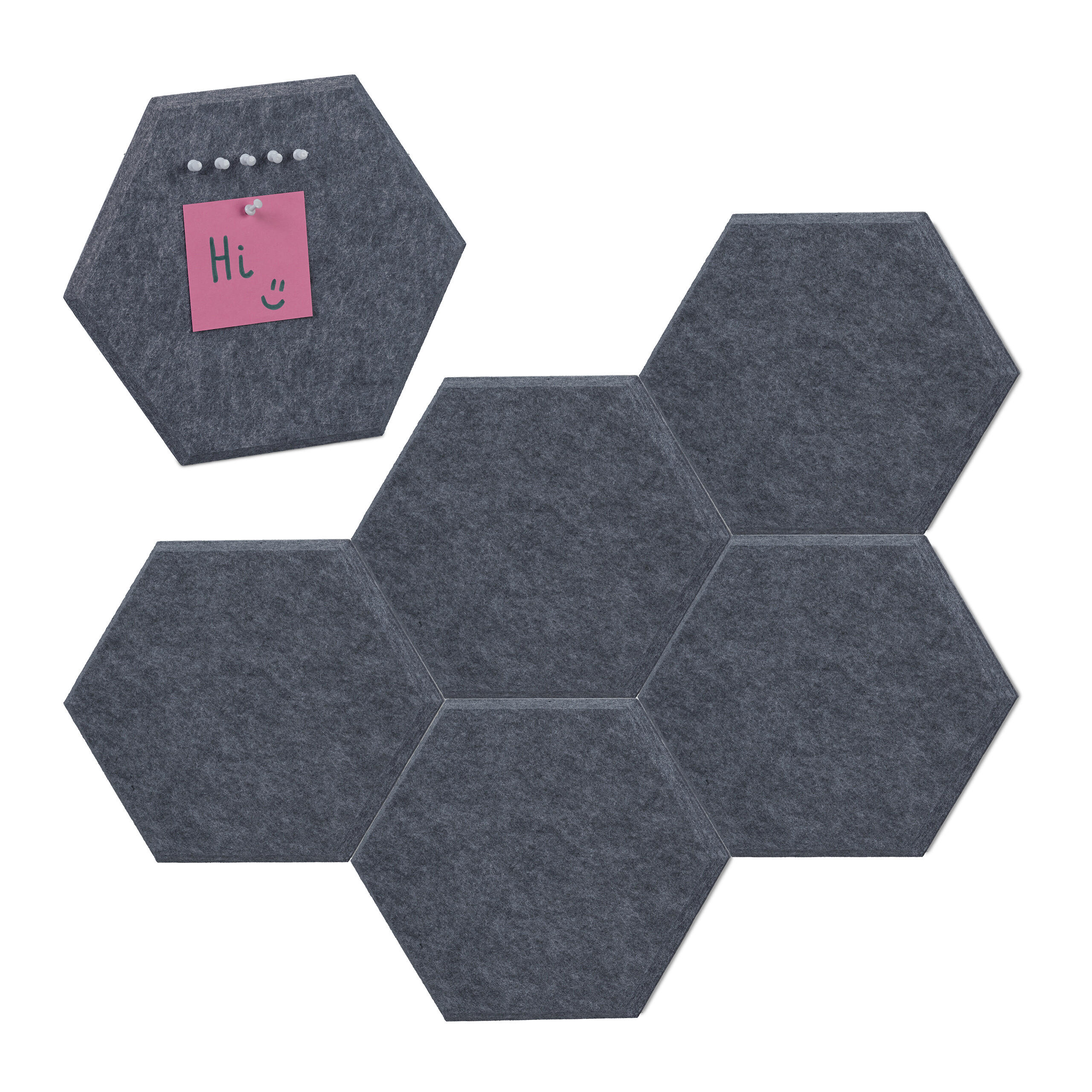 6XFILZPINNWAND - Grau, Textil (30/26/0.9cm) - Relaxdays