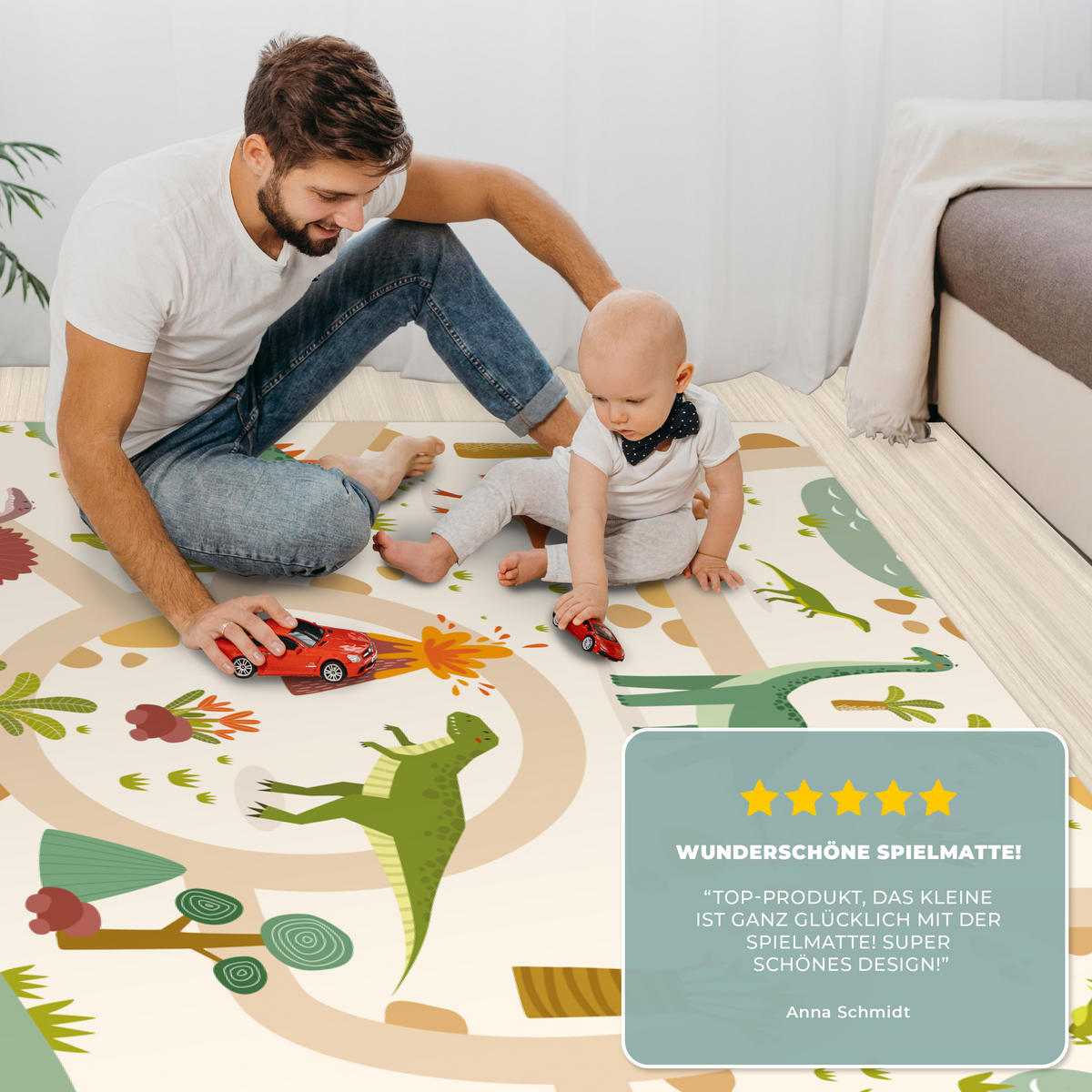 KINDERTEPPICH Dino - Grün - Natur - Kinder - Design 120x180 cm - Multicolor, Kunststoff (120/180cm) - MuchoWow