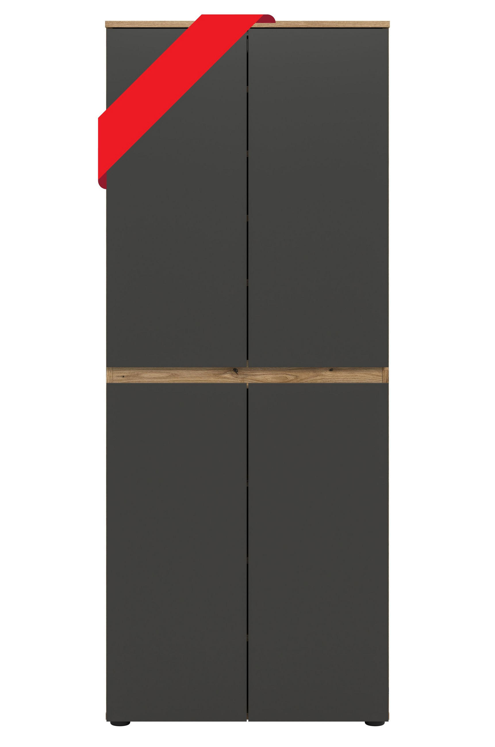 UNIVERSALSCHRANK Canto (B/H/T: ca. 70/175/37 cm) in Evoke Oak Nachbildung/anthrazit - Eichefarben, Holzwerkstoff (70/175/37cm) - Homes & Jones