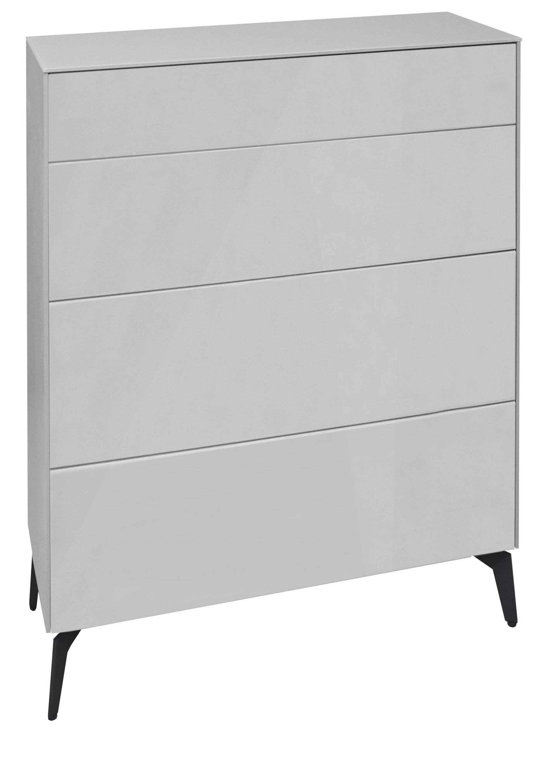 KOMMODE Elfi 82x42x104 Hochglanz Kreidegrau/Glas Kreidegrau - Hellgrau, Holzwerkstoff (82/104/42cm) - 58aufmkessel