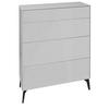 KOMMODE Elfi 82x42x104 Hochglanz Kreidegrau/Glas Kreidegrau - Hellgrau, Holzwerkstoff (82/104/42cm) - 58aufmkessel