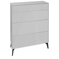 KOMMODE Elfi 82x42x104 Hochglanz Kreidegrau/Glas Kreidegrau - Hellgrau, Holzwerkstoff (82/104/42cm) - 58aufmkessel
