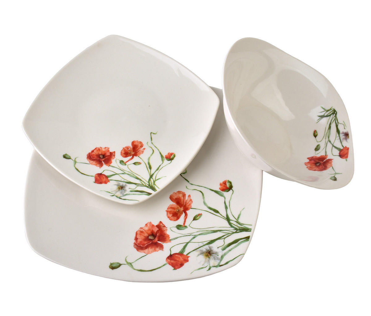 GESCHIRR-SET Lea 18-tlg Rot 30/30/20cm Porzellan - Rot, Keramik (30/20/30cm) - Mondex