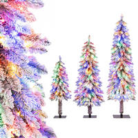 WEIHNACHTSBAUM Tannenform mit Beleuchtung und Schnee 90/120/150 cm weiß(3-tlg) - Weiß, Metall (150cm) - COSTWAY