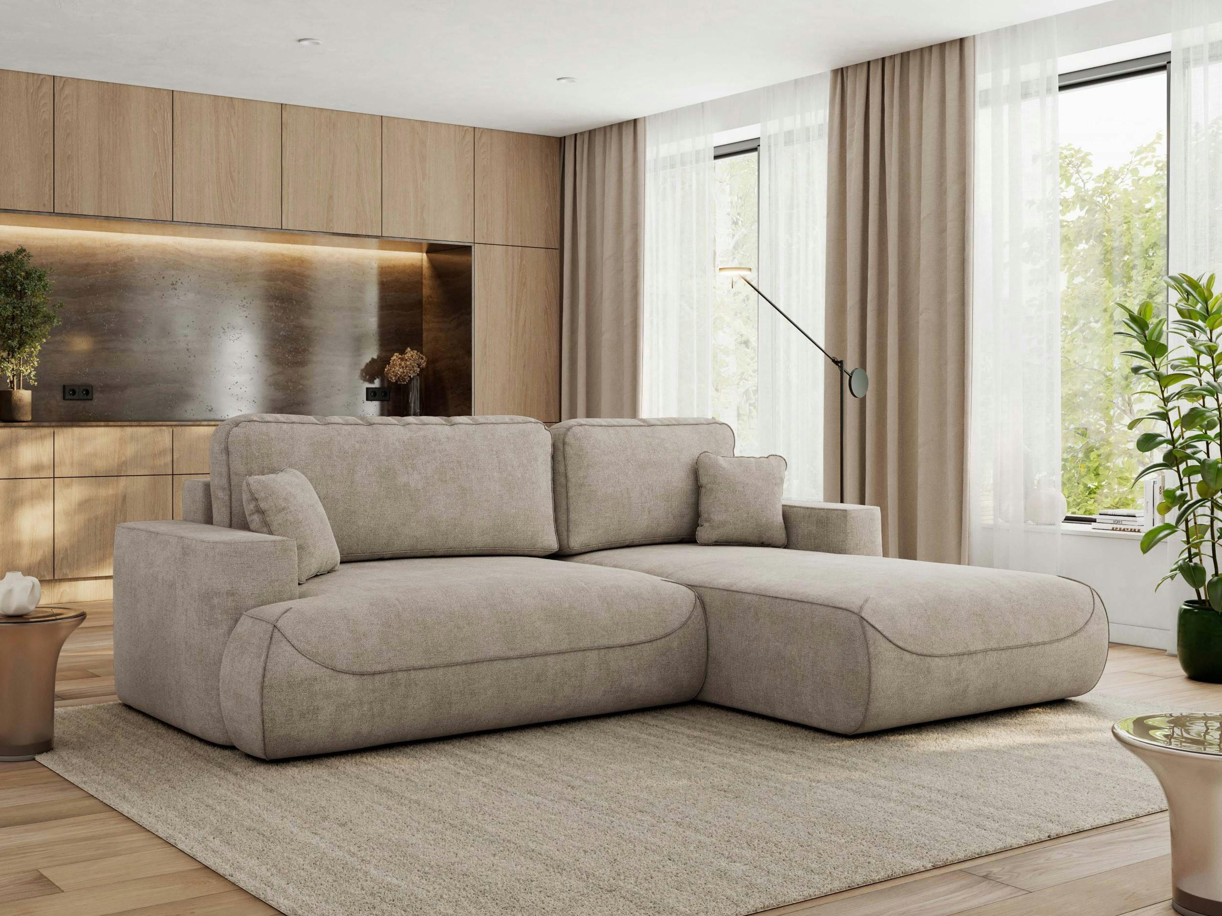 ECKSOFA OVO L Beige Struktur - Rechts Seite - Beige/Schwarz, Kunststoff/Textil (195/271cm) - MKS