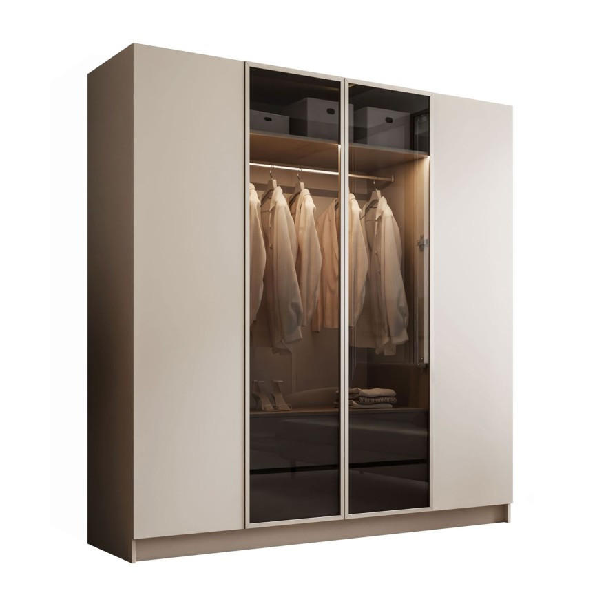 KLEIDERSCHRANK ATRIUM II mit Glasfront - Kaschmir, Holzwerkstoff (200/210/57cm) - Lookway