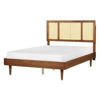 POSTEL s roštem 140/200 cm Kaučukovníkové dřevo Hnědá Auray - hnědá, dřevo (140/200cm) - Beliani