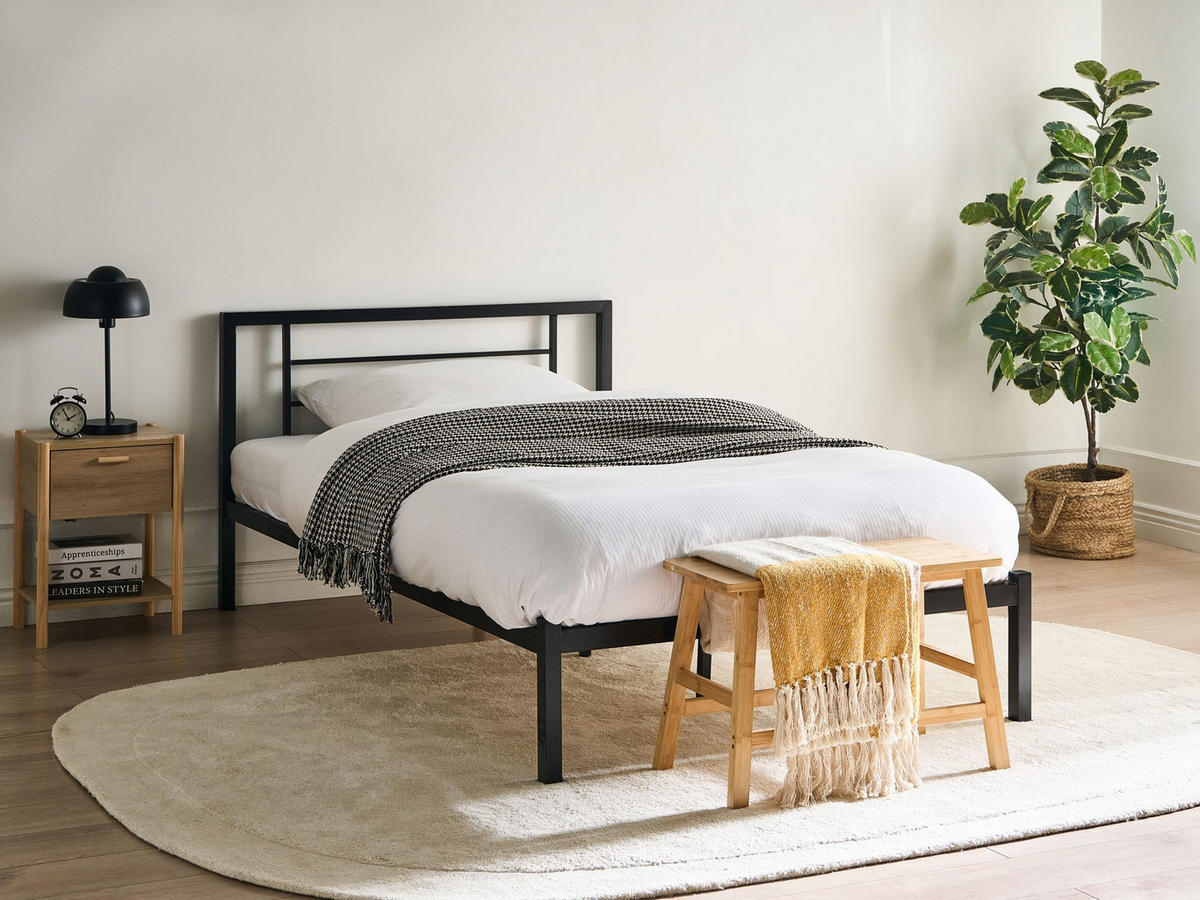 BETT mit Lattenrost 120/200 cm Schwarz Cusset - Schwarz, Metall (120/200cm) - Beliani