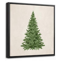 LEINWAND Bilder mit Rahmen - Weihnachtsbaum - Grün - Weihnachten - Feiertage - 20x20 - Olivgrün, Textil (20/20cm) - MuchoWow