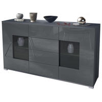 SIDEBOARD Grömitz Grau Hochglanz - Grau, Holzwerkstoff (138.5/75.5/35cm) - Vladon