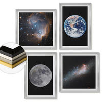 WANDBILDER 4er Set - 50x50 cm & 40x60 cm Silberner Rahmen - Galaxie Weltraum Mond - Silberfarben, Kunststoff (50/50cm) - ArtPrintCave