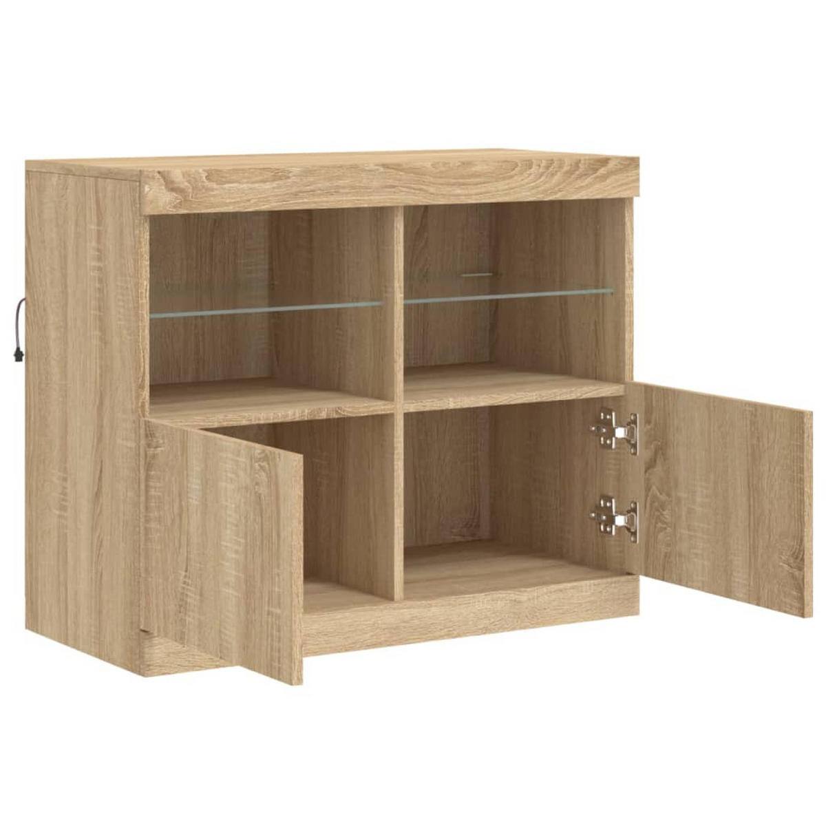SIDEBOARD mit LED-Licht, 2 Türen 81/37/67 cm aus Holzwerkstoff Sonoma-Eiche Dekor - Sonoma Eiche, Holz (81/67/37cm) - vidaXL