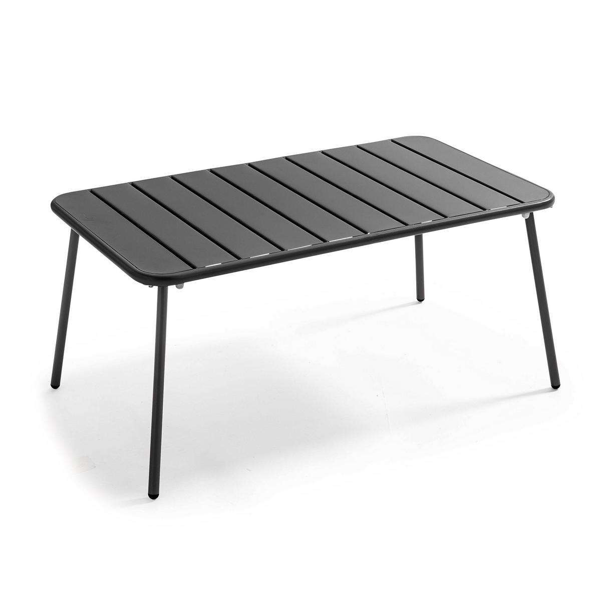 GARTEN-LOUNGETISCH, Grau - Grau, Metall (90/50/40cm) - Oviala