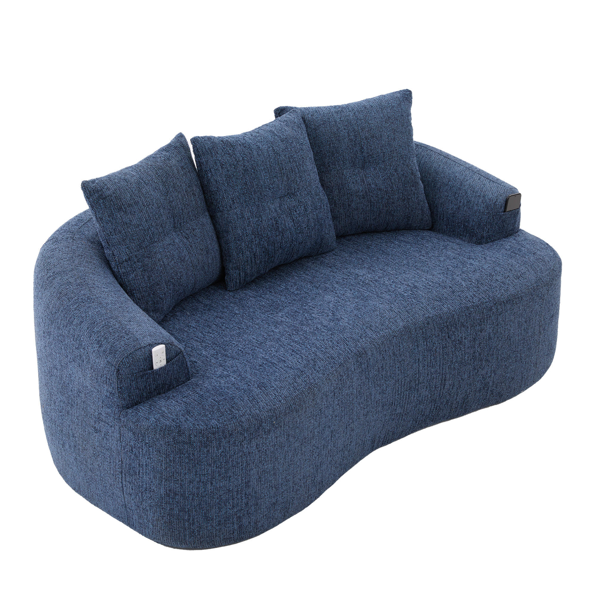 SOFA 2-Sitzer 164 cm Chenille Blau - Blau, Holzwerkstoff (164/60/92cm) - Meubliv