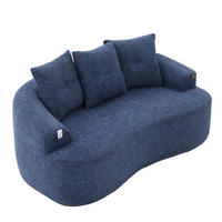 SOFA 2-Sitzer 164 cm Chenille Blau - Blau, Holzwerkstoff (164/60/92cm) - Meubliv