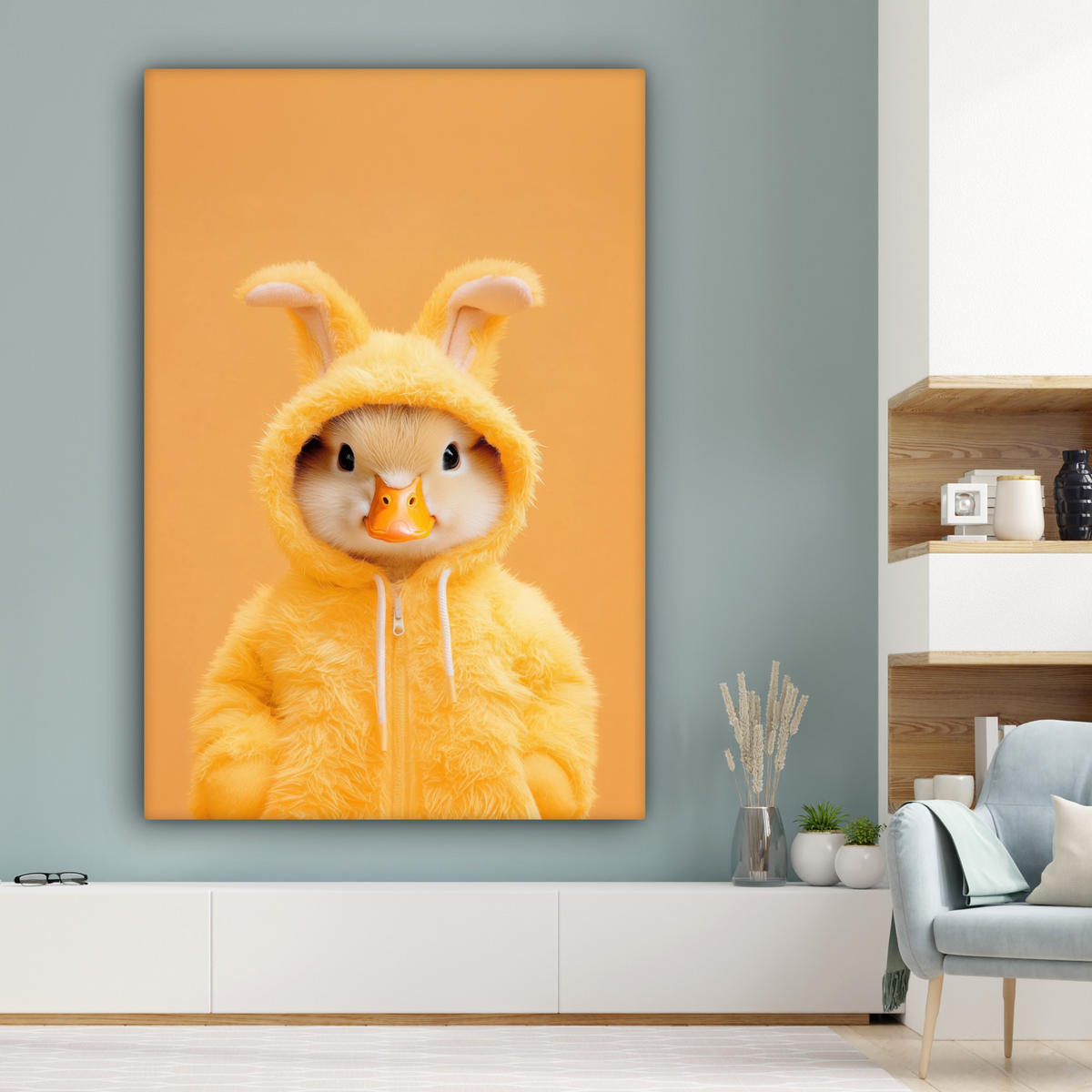 SLIKA NA PLATNU Kostum zajca 90x140 cm - rumena, tekstil (90/140cm) - MuchoWow
