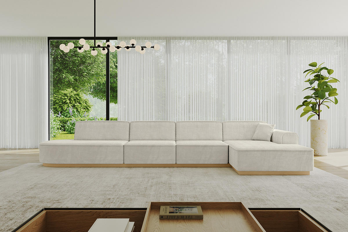 ECKSOFA Ottomane Rechts IREA-L3-v2 - 403x165x81 cm Hellgrau - Hellgrau, Holzwerkstoff/Textil (403/165cm) - ALTDECOR