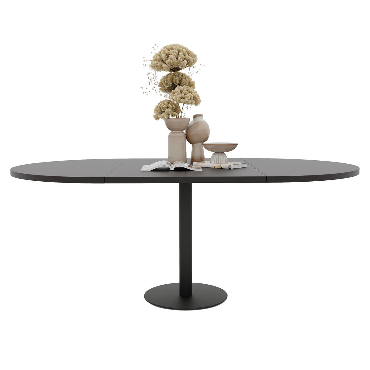 TISCH einbeinig schwarzes Bein, MDF Tischplatte, Molet Schwarz - Schwarz, Holzwerkstoff (100/100/76cm) - Idohome