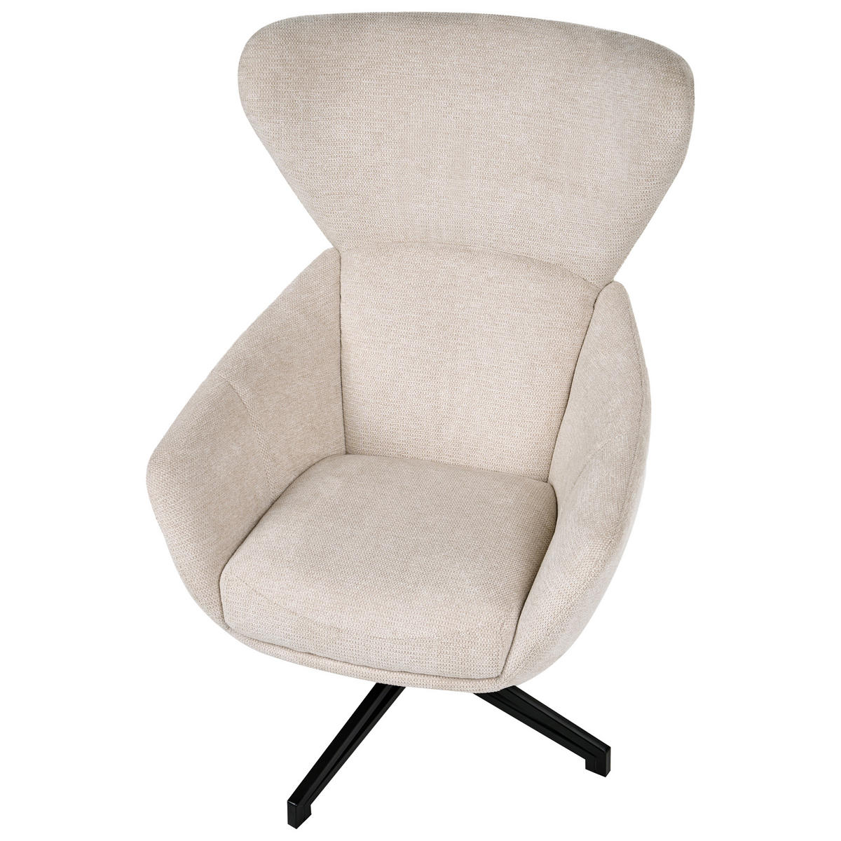DREHSESSEL Stoff Hellbeige Dalen - Beige, Textil (76/111/87cm) - Beliani