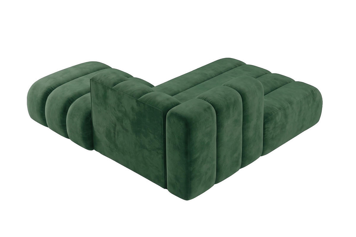 CHAISELONGUE Modulare Mit Hocker, Velvet-Stoff Riviera, Grün, Rechts, GRAND - Grün, Holz (204/179cm) - Kaiser Möbel