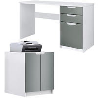 BÜROMÖBELSET Paris Graphit Seidenmatt - Graphitfarben, Holzwerkstoff (60/180/76cm) - Vladon