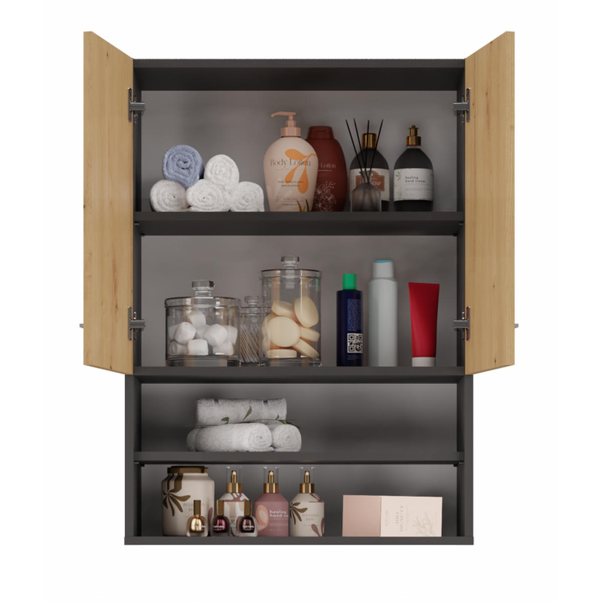 BADEZIMMERSCHRANK Anthrazit, Artisan 64/90/30 - Anthrazit, Holzwerkstoff (64/90/30cm) - RAUMHIRSCH FURNITURE