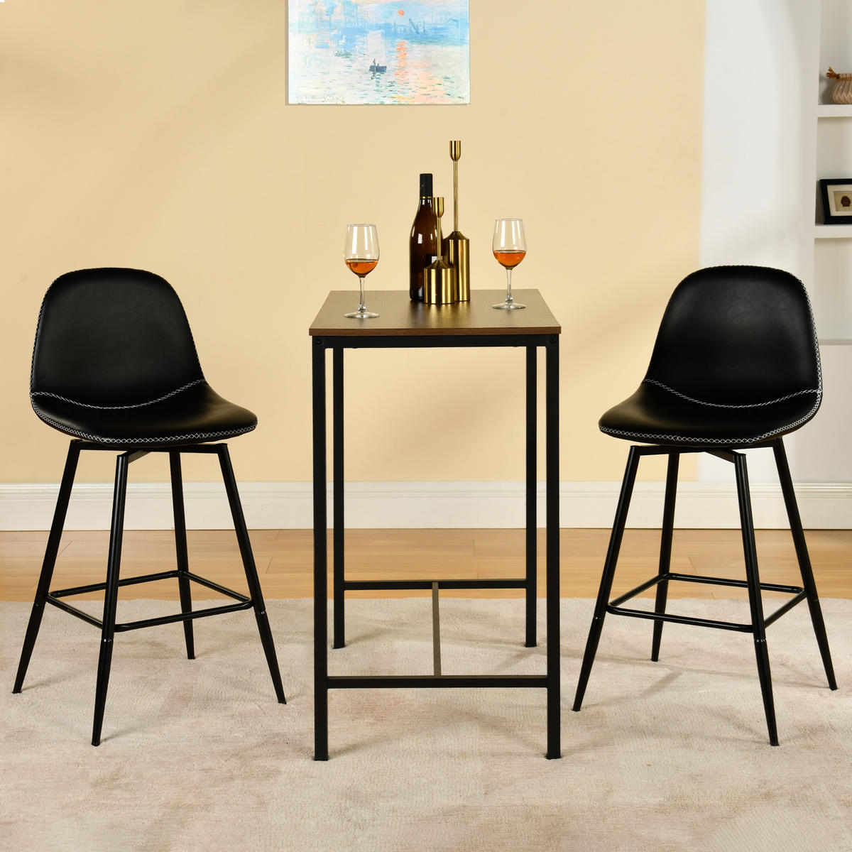 BARHOCKER Drehbare 2er-Set H67 cm - Schwarz, Textil/Metall (42.5/97/46.5cm) - Urban Meuble