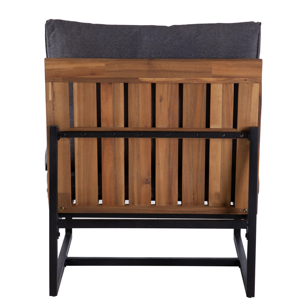 LOUNGESESSEL - Polyester / Akazie massiv - Grau / Braun - Braun/Grau, Holz/Textil (65/79/74cm) - home24