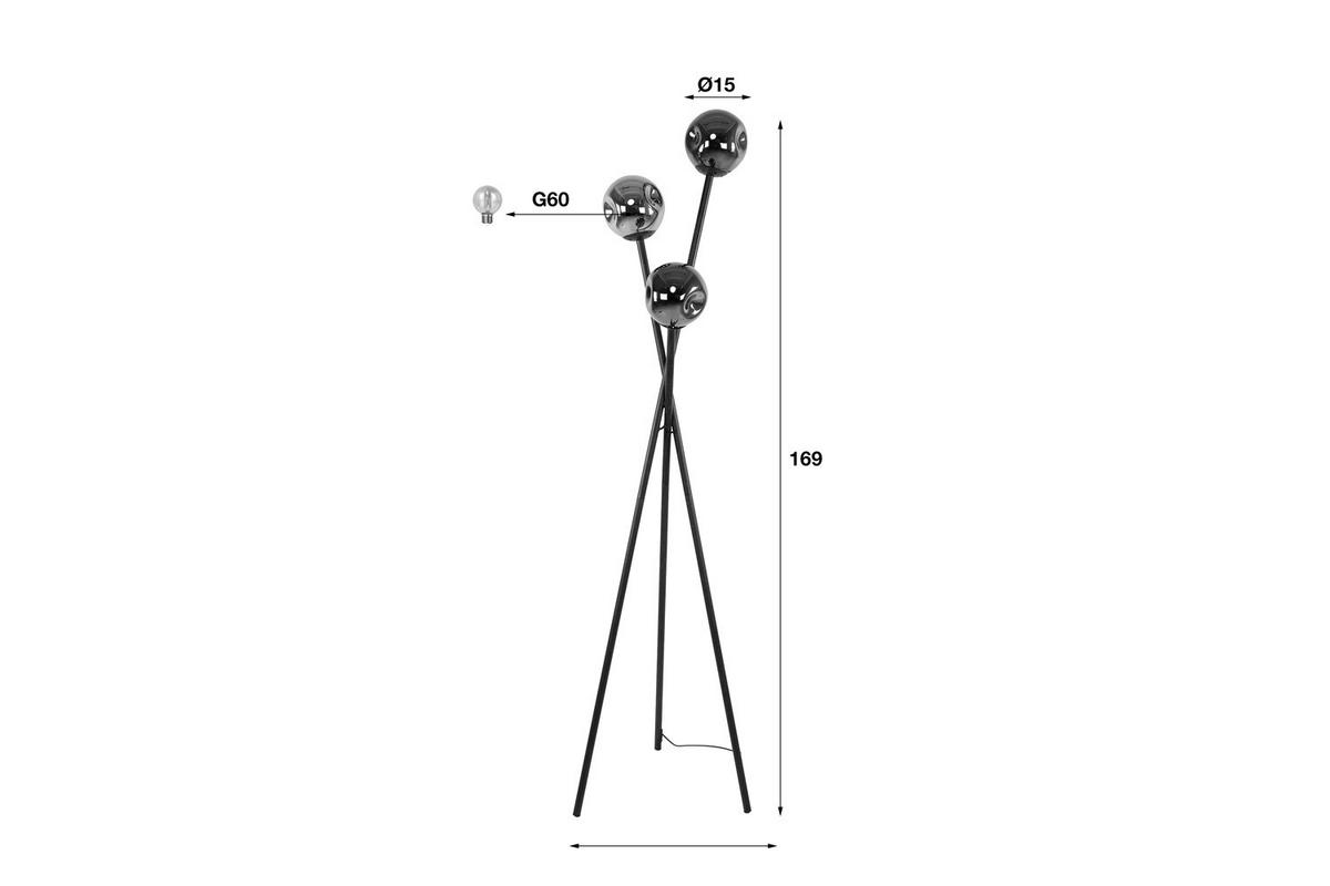STEHLAMPE TIVOLI Schwarz Metall - Schwarz, Metall (45/45/169cm) - KAWOLA