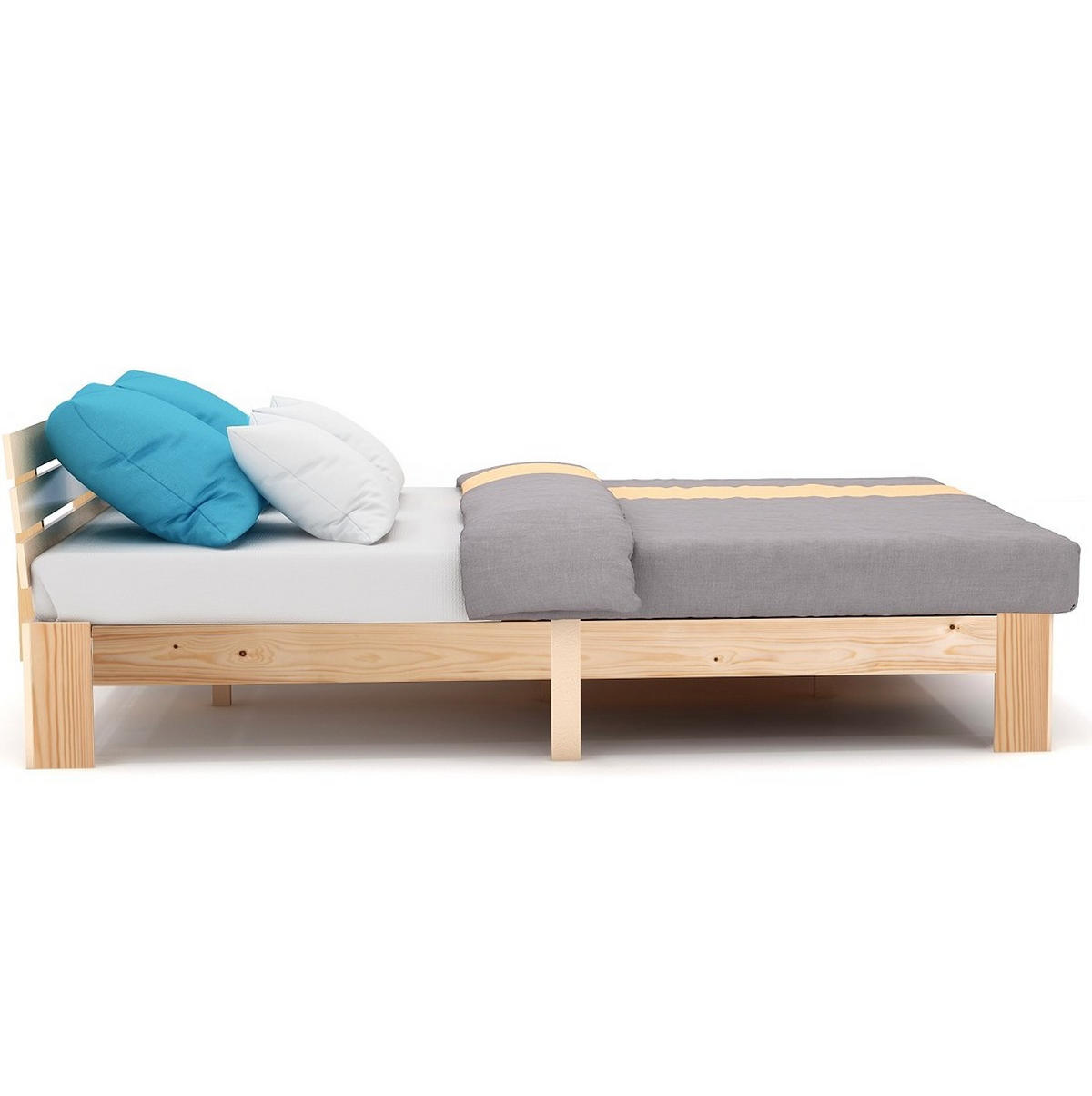 BETT 140/200 cm aus Massivholz in Natur mit Lattenrost - Naturfarben, Holz (140/200cm) - Flora Grace
