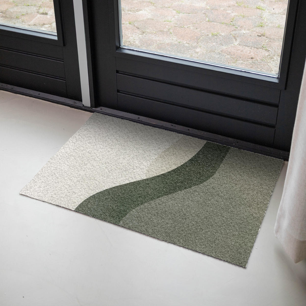 FUSSMATTE Japandi - Grün - Abstrakt - Modern Schmutzfänger 90x60 cm - Olivgrün, Kunststoff (90/0.4cm) - MuchoWow
