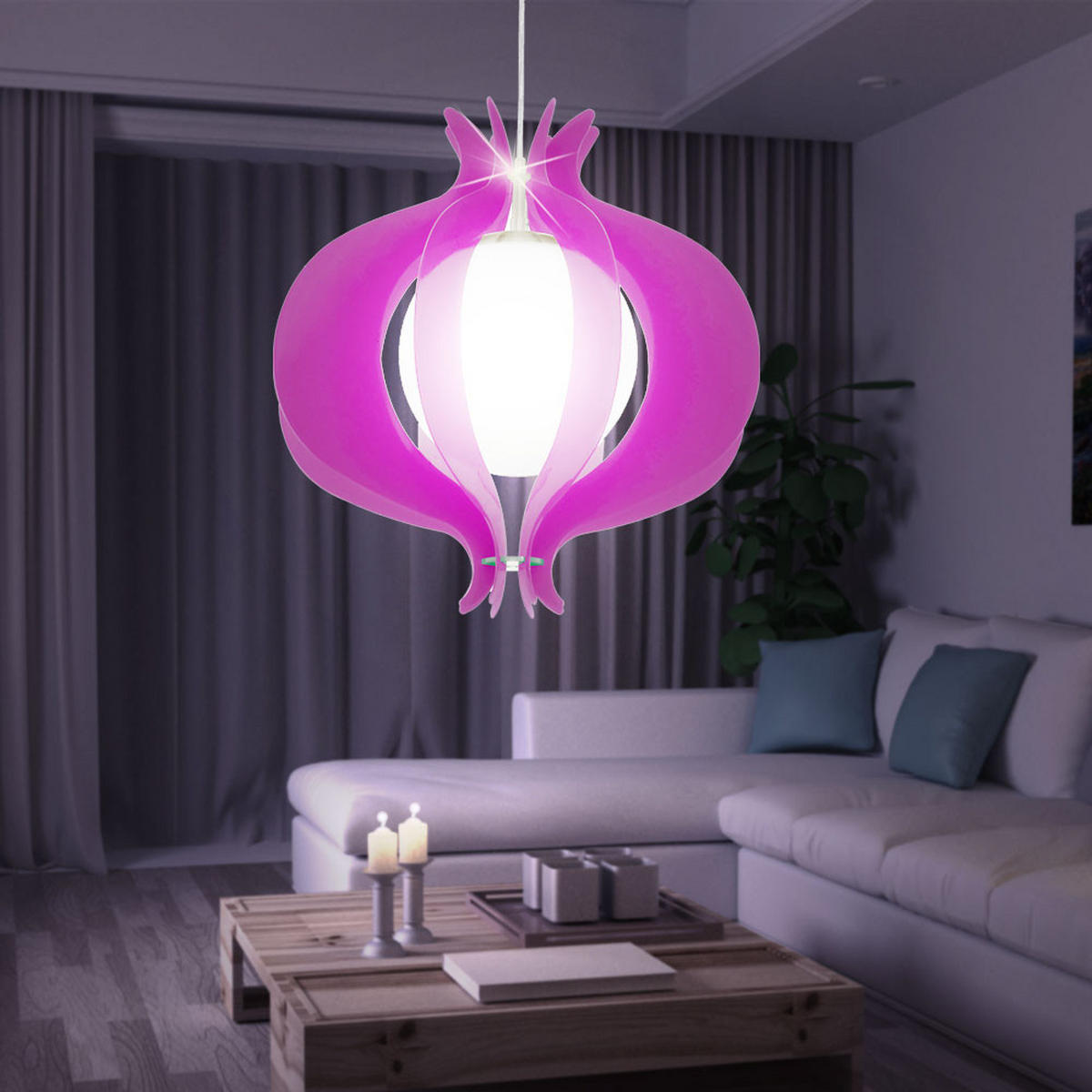 LED HÄNGELEUCHTE TALLEGO Lila Metall Glas - Lila, Metall (42/42/110cm)