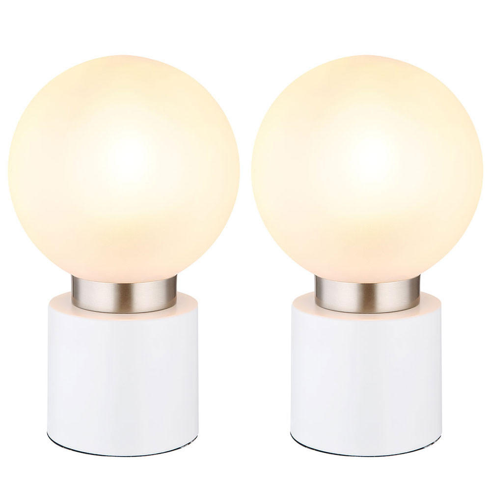 TISCHLEUCHTE Metall Weiß 2er Set - Weiß, Glas (15/15/24.5cm) - Globo Lighting