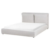BETT mit Lattenrost 160/200 cm Stoff Hellgrau Bajonna - Hellgrau, Textil (160/200cm) - Beliani