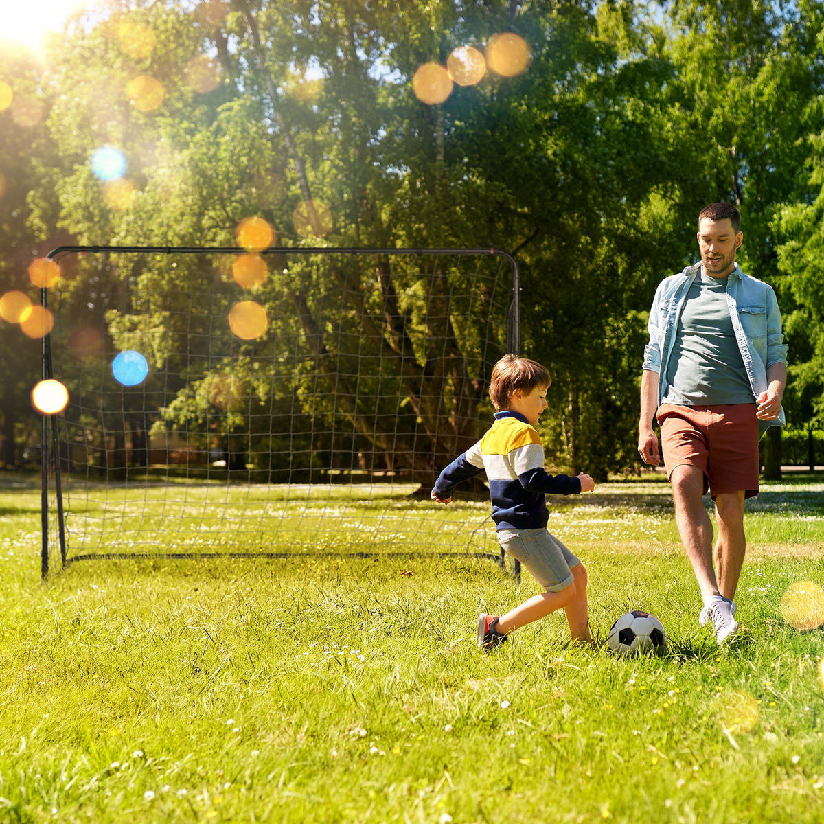 FUßBALLTOR - Schwarz, Textil/Metall (217/75cm) - Relaxdays
