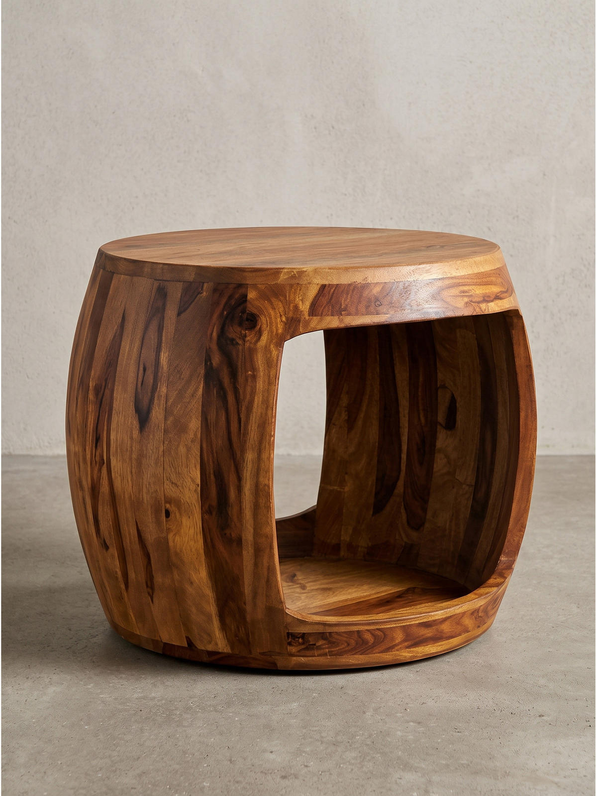 BEISTELLTISCH ANTEQUERA, Dunkles Massivholz, Ø 50 x 40 cm - Dunkelbraun/Braun, Holz (50/50/40cm) - KADIMA DESIGN