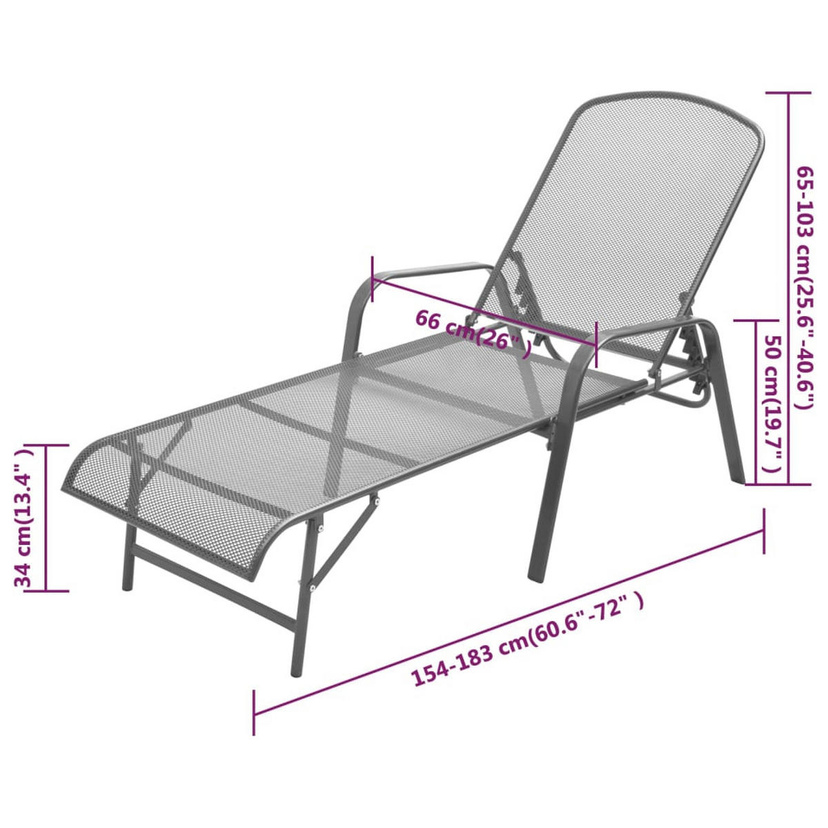 SONNENLIEGE Stahl Anthrazit - Anthrazit, Metall (183/103/66cm) - vidaXL