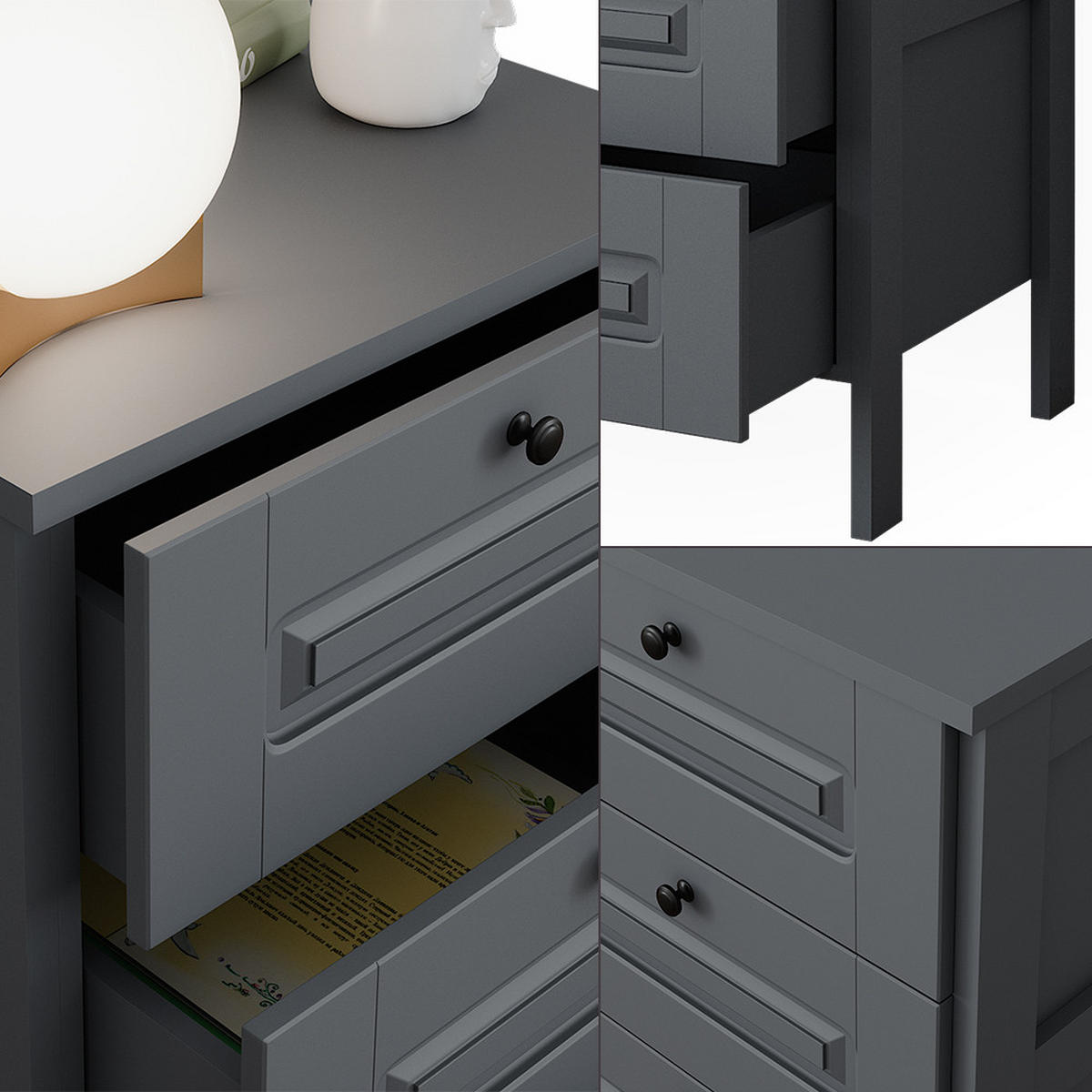 KOMMODE Ajaton Grau 60 x 88.4 cm - Grau, Holzwerkstoff (60/88.4/53.4cm) - VitaliSpa