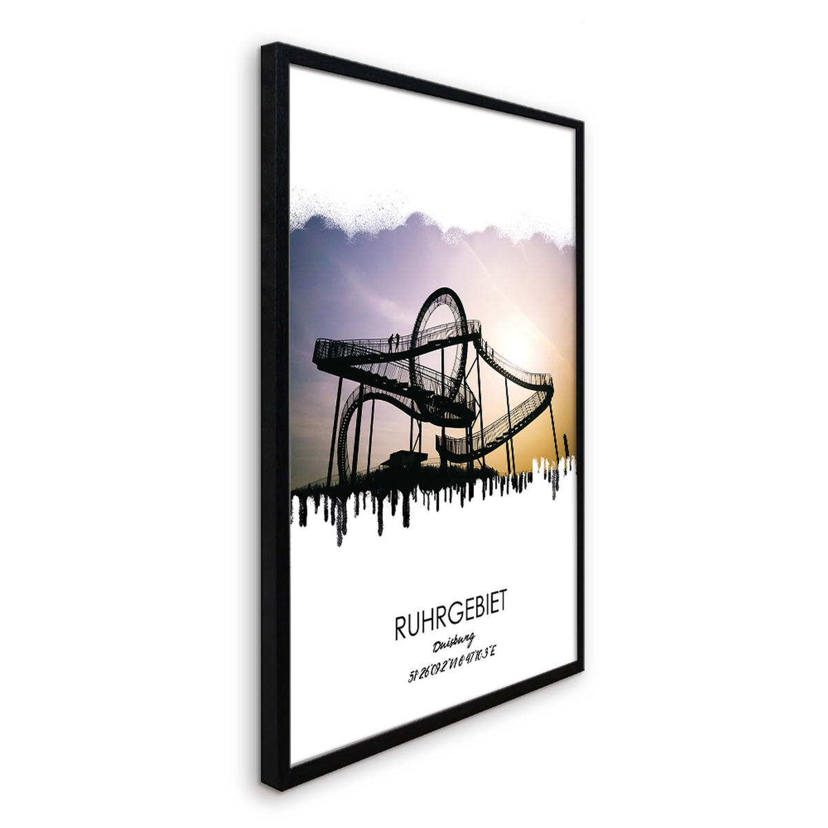 POSTER mit Rahmen 50x70 cm Ruhrgebiet Duisburg - Gelb, Holz (51/71cm) - artissimo